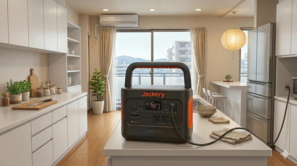 冷蔵庫に電源供給するJackeryのポータブル電源