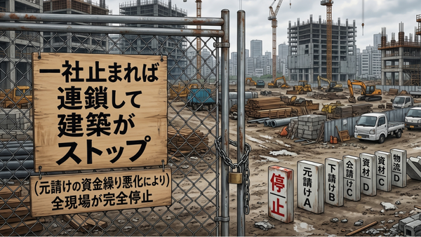 連鎖的に建築が止まってしまうイメージ