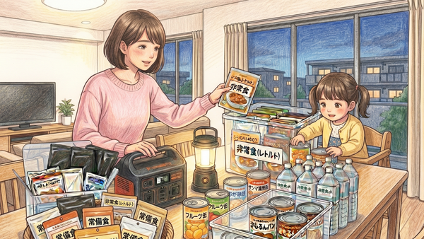 親子で備蓄をしている