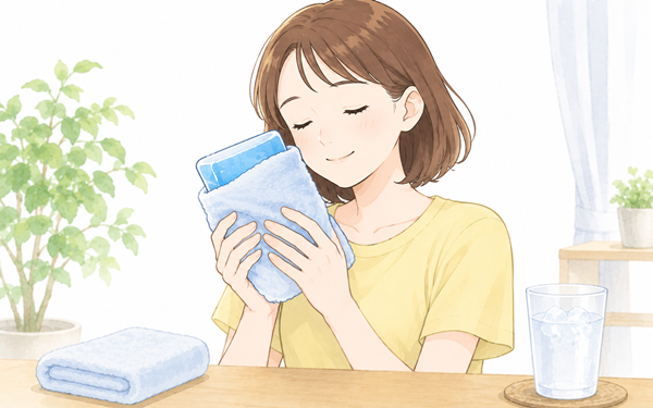 洗面器に水を張って手を浸す
