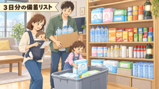 3日分の備蓄リスト｜赤ちゃんがいる家族4人のおむつ・ミルクの量