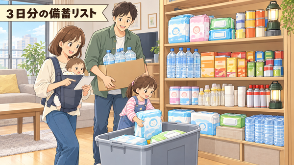 3日分の備蓄リスト|赤ちゃんがいる家族のためのローリングストック